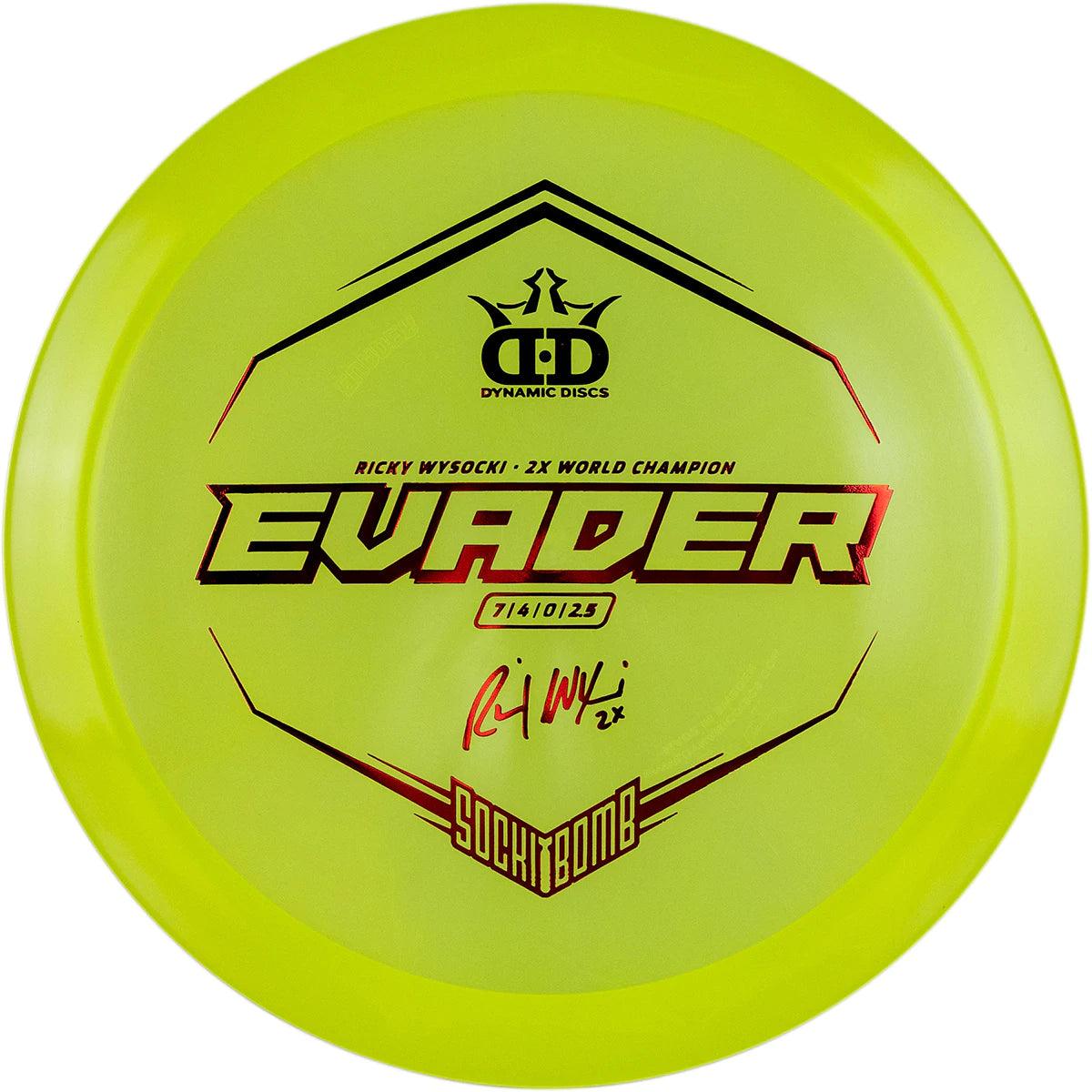 Dynamic Discs Lucid Ice Evader – Ricky Wysocki Sockibomb Stamp green par3 disku golfa veikals