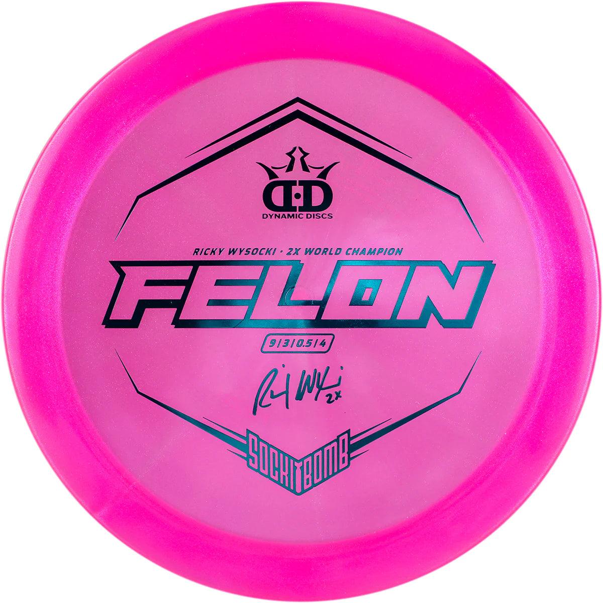 Dynamic Discs Lucid Ice Glimmer Felon - Ricky Wysocki Sockibomb Stamp - PAR3 | Disku golfs