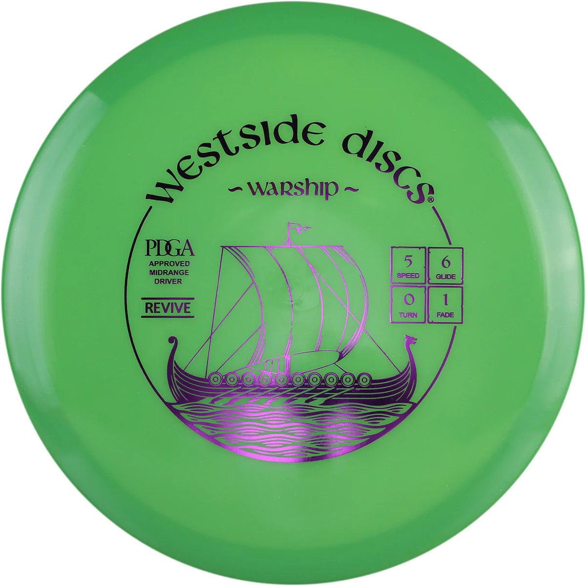 Westside Discs Revive Warship green par3 disku golfs