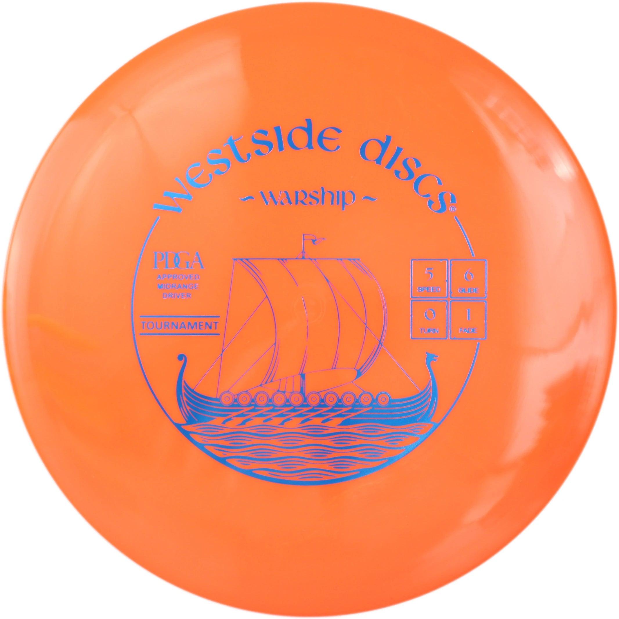 Westside Discs Tournament Line Warship orange par3 disku golfs